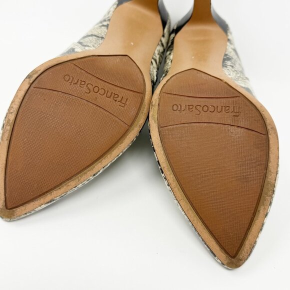 Franco Sarto Womens Cream Black Reptile Faux Leather Zip Heel Bootie Size 8 - Picture 8 of 10